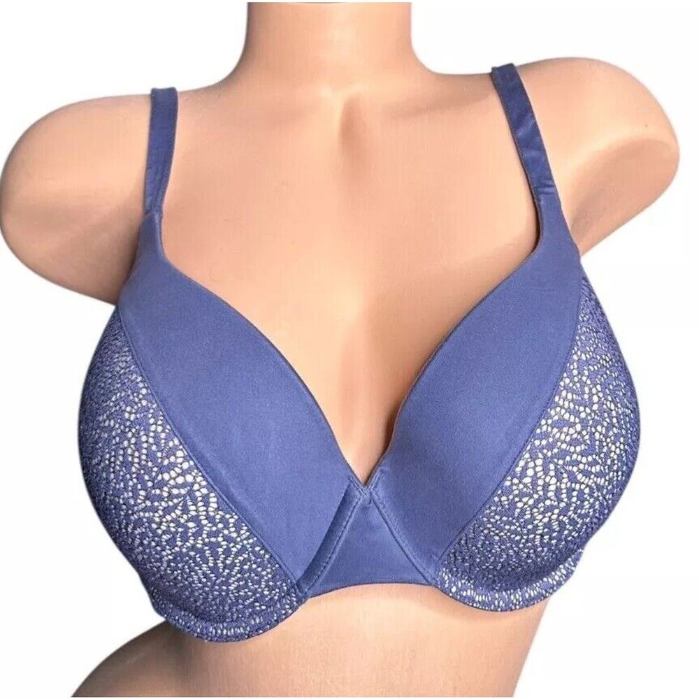 Victoria's Secret Bra 34DDD‎ Body By Victoria Perfect Shape Lace Blue Underwire